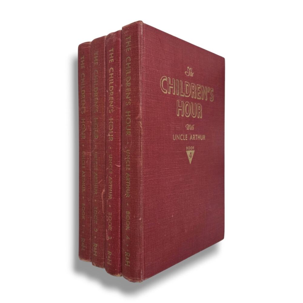 The Childrens Hour with Uncle Arthur 4 Book Set Red Gold 1947 Vintage Christian